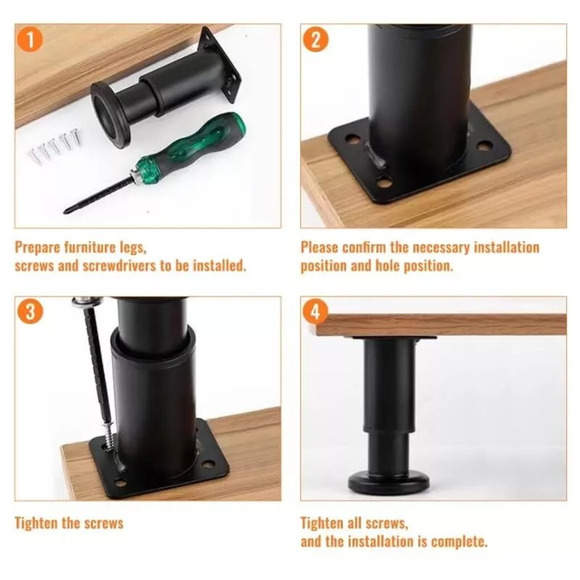 4 Pcs Adjustable Height Furniture Support Legs Furniture Legs, 10-17inch White - Picture 2 of 7